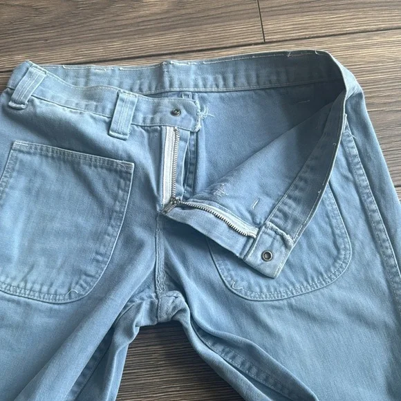 light blue "Hillbilly" bell bottoms flared jeans from the 1960s & 1970s disco - Picture 6 of 12